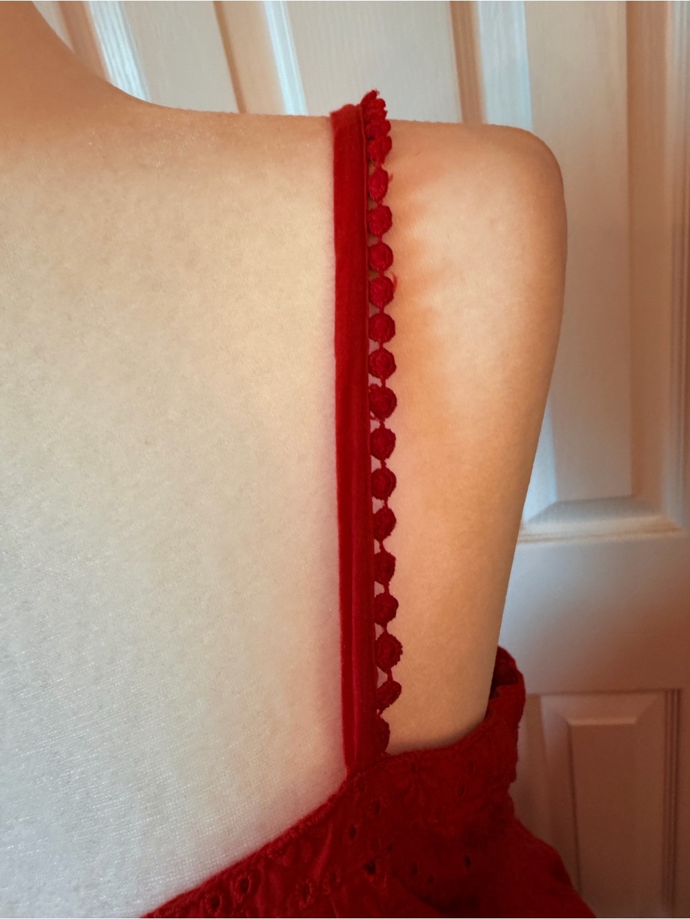 Altar'd State Red Eyelet Spaghetti-Strap Fit & Flare Mini - Picture 3 of 8